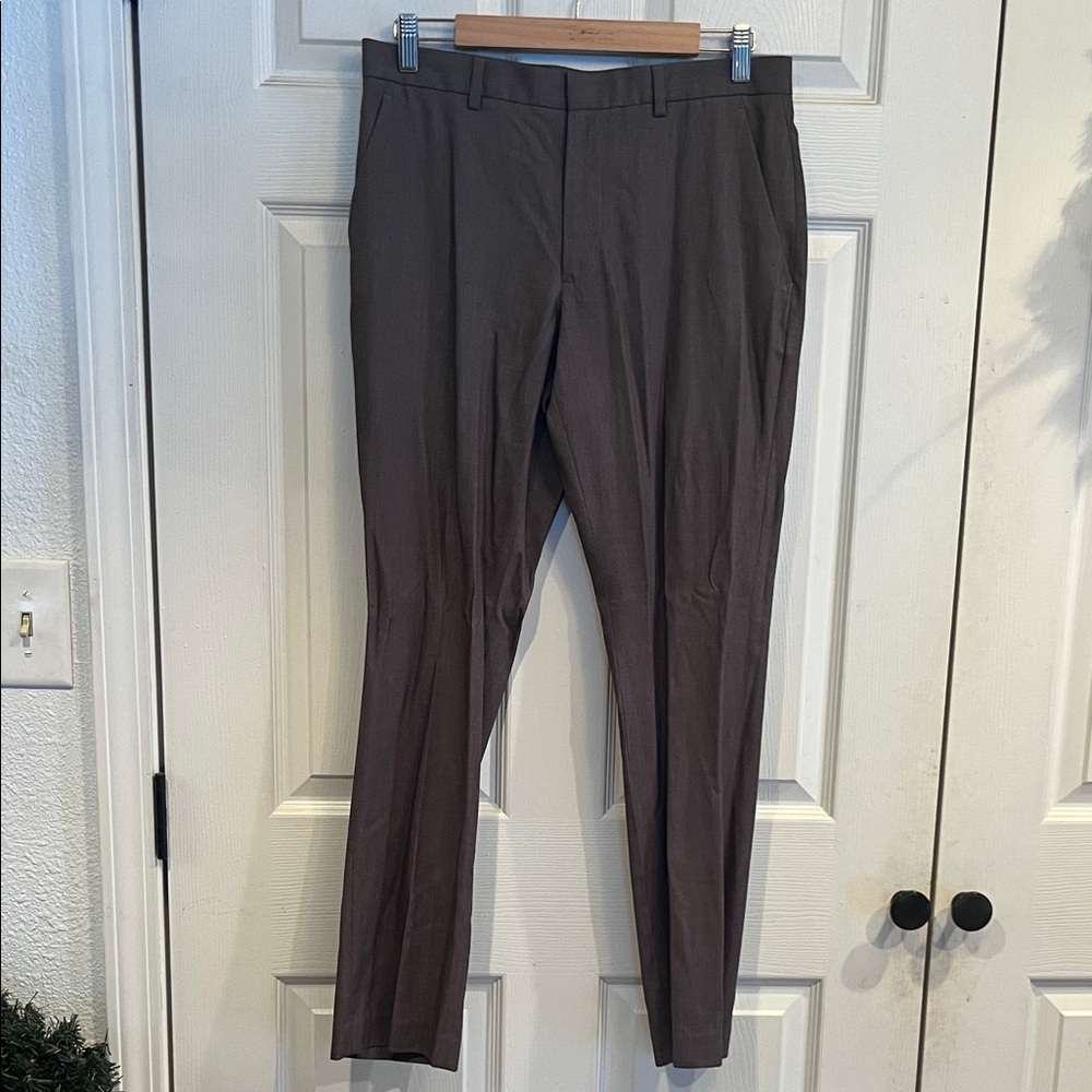 Perry Ellis Men's Gray Slim Fit Dress Pants-30x30